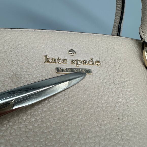 Kate Spade Jackson Street Lottie Satchel Pebbled Leather Porcelain Bone Cream - Picture 12 of 14